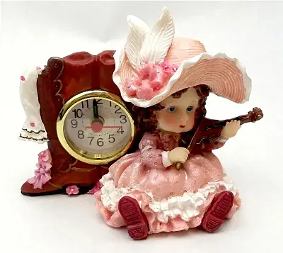 Novelties & Gifts 1256138B-P Victorian Resin Clock - Girl Musici