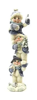 Novelties & Gifts 1256440B 8" Blue Velvet Touch Resin Snowmen To