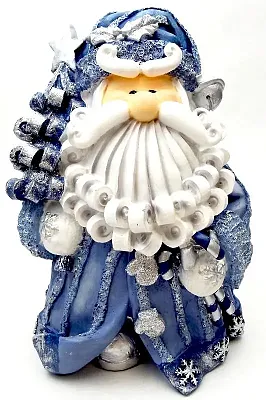 Novelties & Gifts 1256522A 8" Curly Beard Resin Blue Glitter San