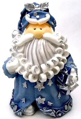 Novelties & Gifts 1256522B 8" Curly Beard Resin Blue Glitter San