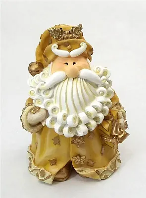 Novelties & Gifts 1256523B 8" Curly Beard Golden Resin Santa Wit