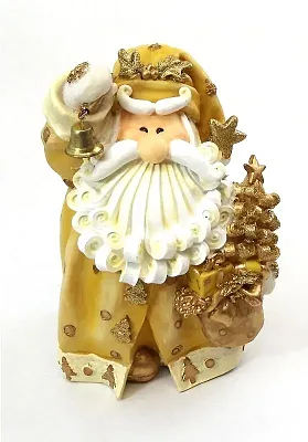 Novelties & Gifts 1256523C 8" Curly Beard Golden Resin Santa Wit