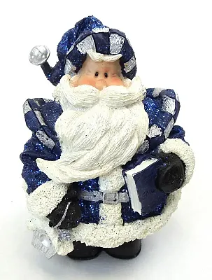 Novelties & Gifts 1256553B 6" Resin Royal Blue Glitter Santa Hol