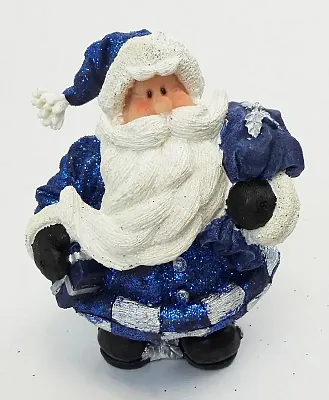 Novelties & Gifts 1256553D 6" Resin Royal Blue Glitter Santa Hol