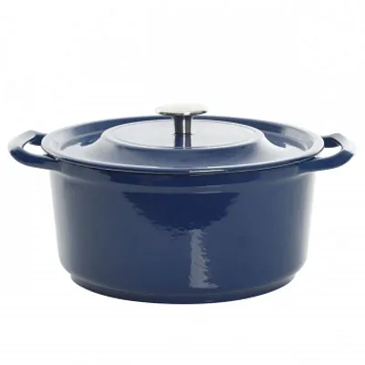 Kenmore Elite Oak Park 5 Quart Enameled Cast Iron Casserole with Lid and Glass S