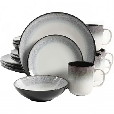 Gibson Elite Rings of Saturn 16 Piece Reactive Glaze Stoneware Dinnerware Set in