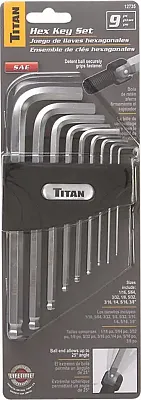 9 Pc Sae Detent Ball Hex Key Set 1/16 Up To 3/8 12735