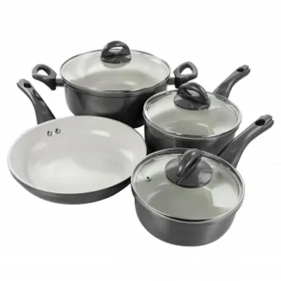 Gibson Home Hestonville 7 Piece Aluminum Nonstick Cookware Set in Grey with Bake