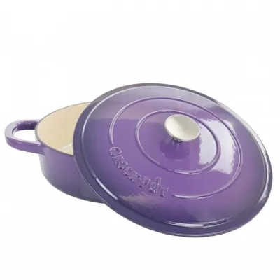 Crock-Pot Artisan 2 Piece 5 Quart Enameled Cast Iron Braiser with Lid in Lavende