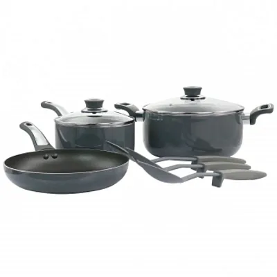 Oster Legacy 8 Piece Aluminum Nonstick Cookware Set in Gray