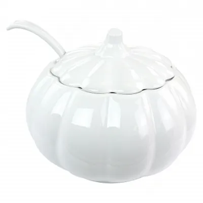 Martha Stewart 8.2qt 3-Piece Fine Ceramic Tureen Set in White