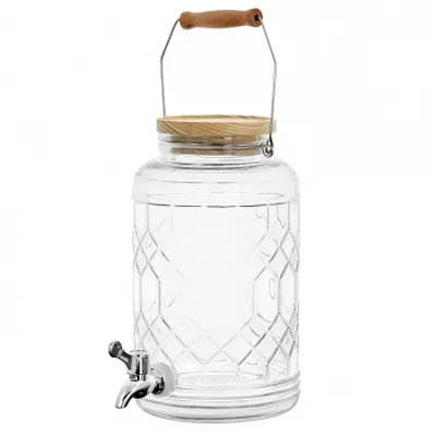 Gibson Home 0.95 Gallon Duval Glass Beverage Dispenser with Wooden Lid and Handl