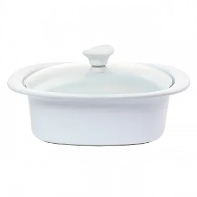 Gibson Elite Gracious Dining 1.9 Quart Stoneware Casserole in White with Glass L