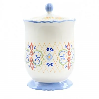 Laurie Gates California Designs Tierra 2.7 Quarts Hand Painted Stoneware Caniste