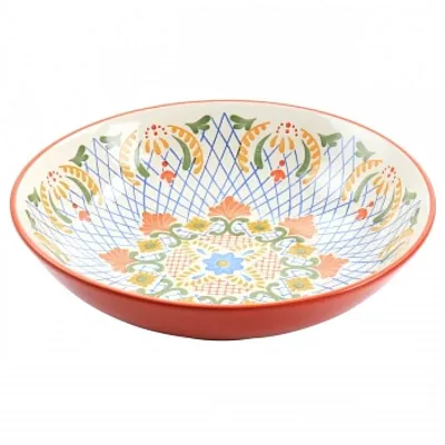 Laurie Gates California Designs Tierra 10.5 Inch Hand Painted Stoneware Pasta Bo