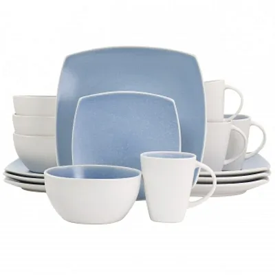 Gibson Elite 16 Piece Soho Lounge Reactive Glaze Stoneware Dinnerware Set in Lig