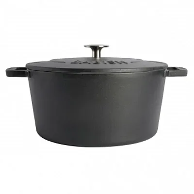 Babish 6 Quart Round Enameled Cast Iron Dutch Oven with Self-Basting Lid in Blac
