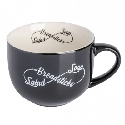 Babish 17 Ounce Wide Fine Ceramic Breadstick Soup &amp; Salad Mug in Black