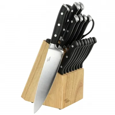 Our Table 18 Piece Stainless Steel Forged Triple Riveted Cutlery Block Set in Bl