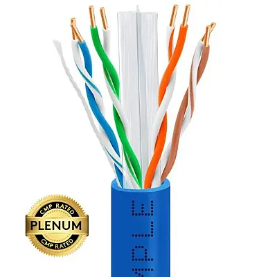 Cmple Cat6 Bulk Plenum Ethernet Cable 23Awg 550Mhz 1000 Feet Blu