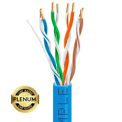 Cmple Cat5E Plenum Bulk Ethernet Cable 24Awg Bare Copper 350Mhz 