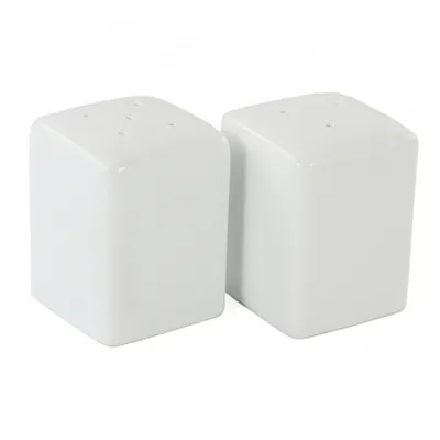 Our Table Simply White Porcelain 2.25 Inch Square Salt and Pepper Shakers