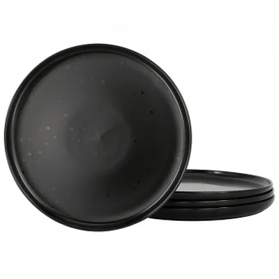Our Table Landon 4 Piece 8.4 Inch Round Stoneware Salad Plate Set in Pepper