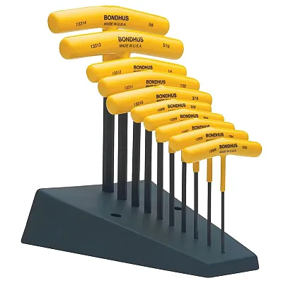 Bondhus Balldriver Sae Hex Long T-Handle Wrenches  3/32" To 3/8" (10 Piece)