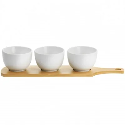 Gibson Elite Gracious Dining 4 Piece Fine Ceramic Tidbit Bowl Set with Base in W