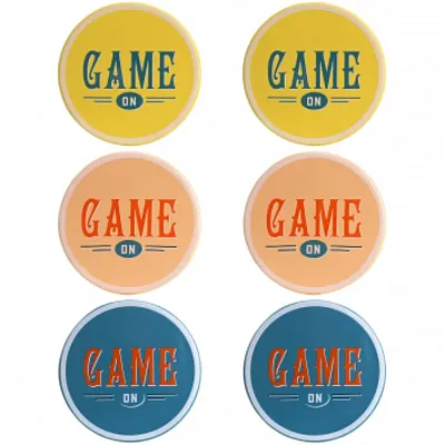 Wanda June Home Game On 6 Piece Stoneware Coaster Set in Assorted Colors