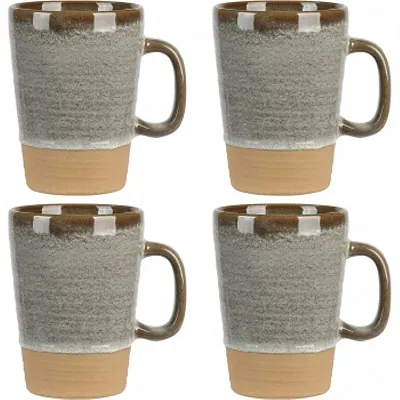 Gibson Elite Dreamweaver 4 Piece 17 Ounce Round Earthenware Mug Set in Earthy Br