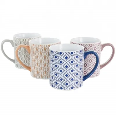 Mr. Coffee Bliss 4 Piece 20oz Can Shaped Stoneware Mug Set in Assorted Colors an