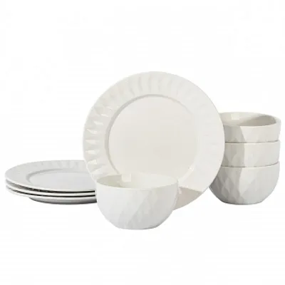 Gibson Home Fine Ceramic 8 Piece Dinnerware Set in White