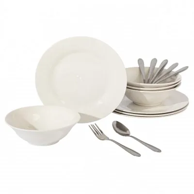 Gibson Everyday Yarbury 16 Piece Fine Certamic Dinnerware Set in White