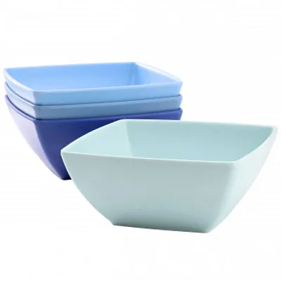 Gibson Home Grayson 4 Piece 6 Inch Square Melamine Dinner Bowl Set in Assorted B