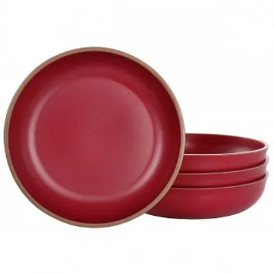 Gibson Home Rockabye 4 Piece Melamine Dinner Bowl Set in Dark Pink