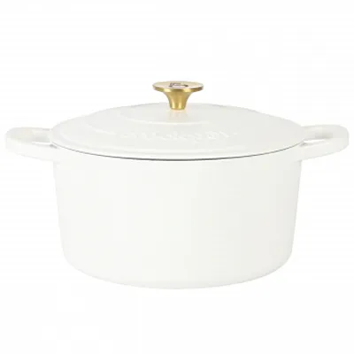 Crockpot Artisan 7 Quart Round Enameled Cast Iron Dutch Oven with Lid in Linen