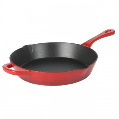 Crock-Pot Artisan 12 Inch Enameled Cast Iron Round Skillet in Gradient Red