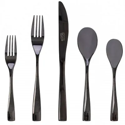Gibson Elite Holland Road 20 Piece Black Stainless Steel Flatware Set