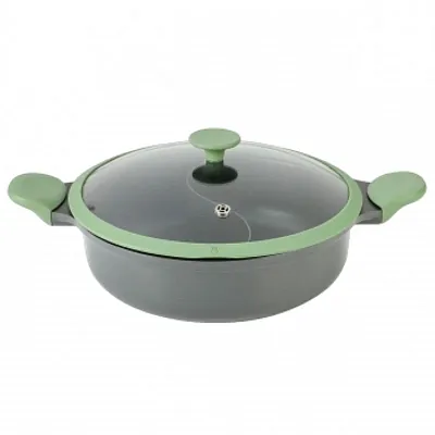 Kenmore Theodore 6.5 Quart Nonstick Cast Aluminum Divided Hot Pot Pan with Lid
