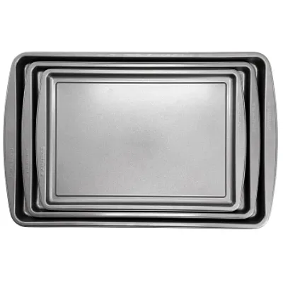 Gibson Home Love To Bake Nonstick Steel Jelly Roll 3 Piece Baking Sheet Set in G