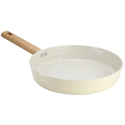 Gibson Home Marbleton Ceramic Nonstick Alumium 9.5 Inch Frying Pan in Cream