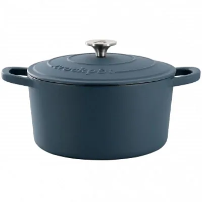 Crockpot Artisan 5 Quart Enameled Cast Iron Dutch Oven in Matte Navy Blue