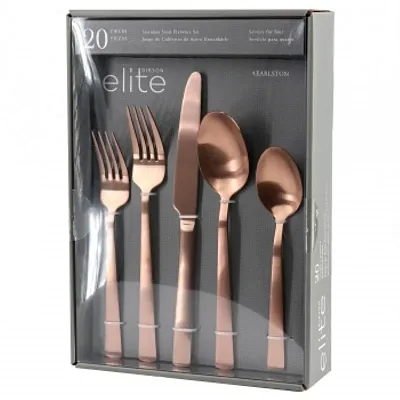 Gibson Elite Earlston 20 Piece Stainless Steel Flatware Set in Bronze