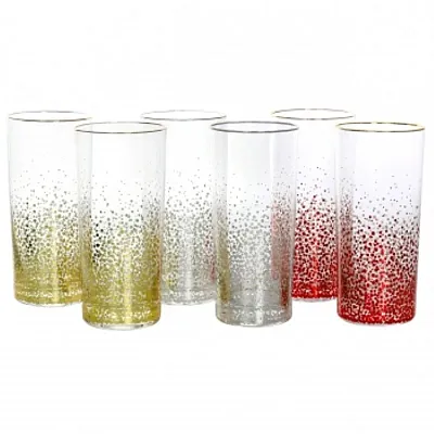 Laurie Gates California Designs Audrey Hill 6 Piece 16oz Glass Tumbler Set in As