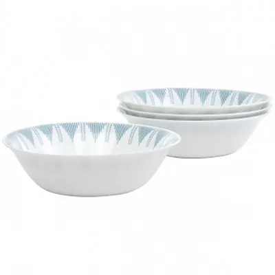 Ultra by Gibson Piper Point 4 Piece 7.5 Inch Round Tempered Opal Glass Bowl Set
