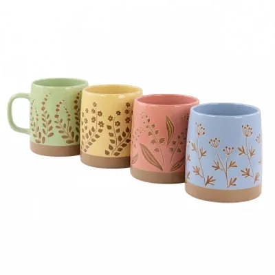 Gibson Home Garcelle 4 Piece 18 Ounce Round Stoneware Mug Set in Assorted Design