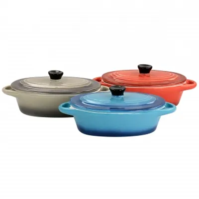 Crockpot Wexford 3 Piece 6.7oz Stoneware Mini Oval Casserole Set in Assorted Col
