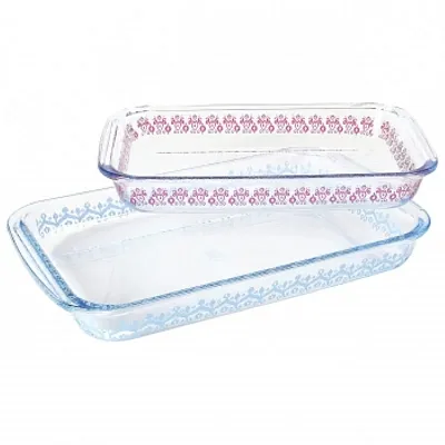Spice By Tia Mowry 2 Piece 3.1 Quart and 2.3 Quart Glass Baker Set in Blue and P