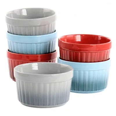 Crockpot Thornburg 6 Piece 12 Ounce Round Stoneware Ramekin Set in Assorted Colo